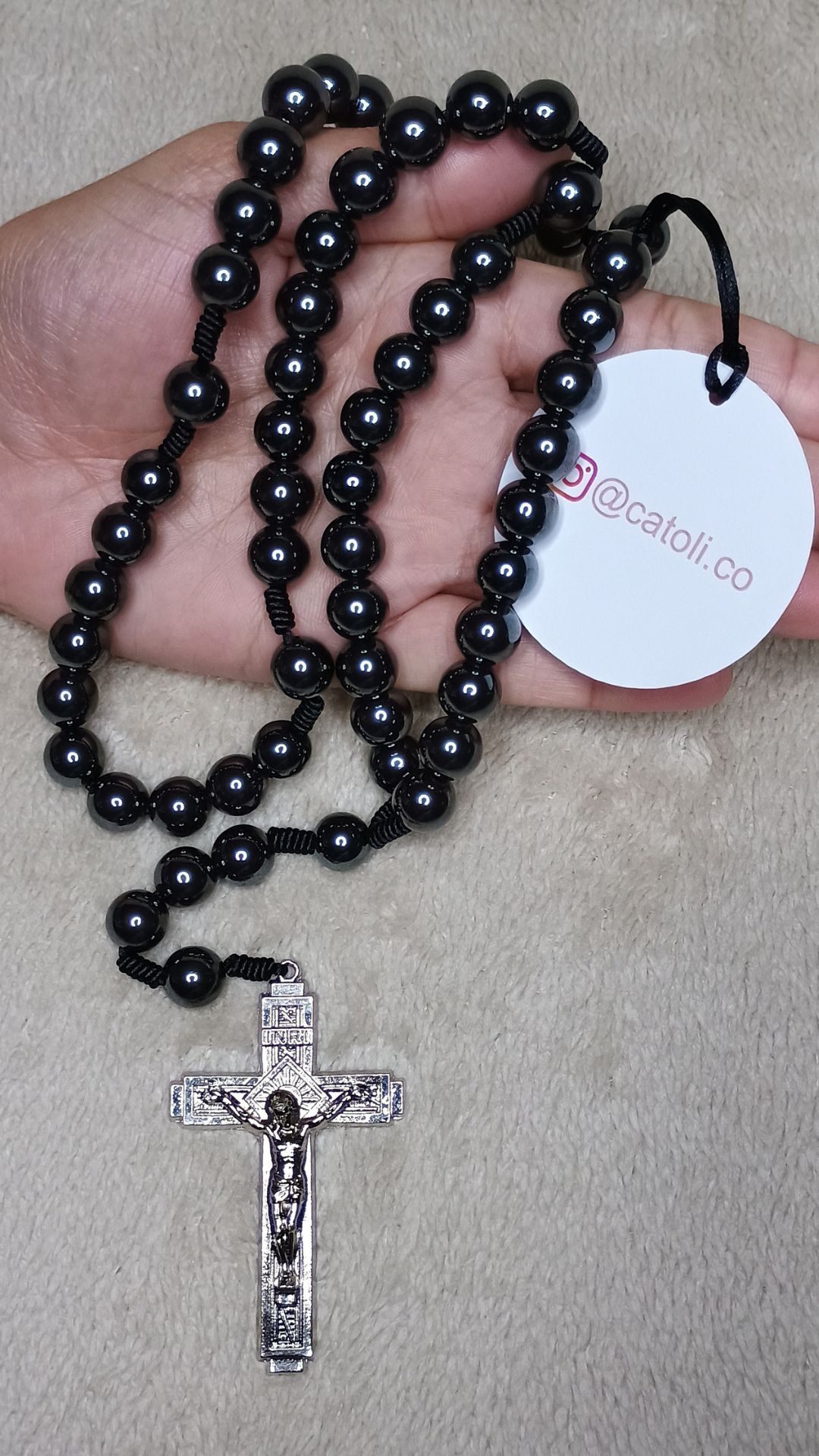 Terço em Pedra Hematita 10mm