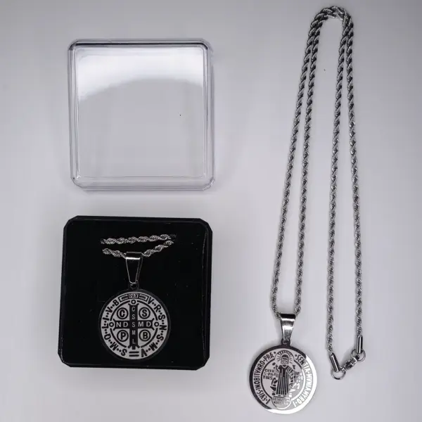 Colar de São Bento em Aço Inox — Prateado e Dourado